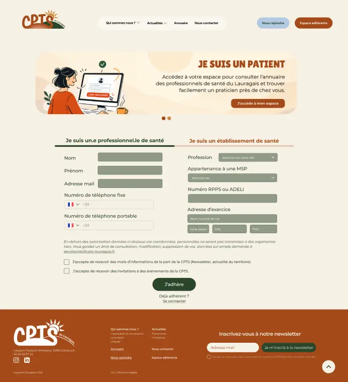 Aperçu de la page Adhésion du site CPTS du Lauragais