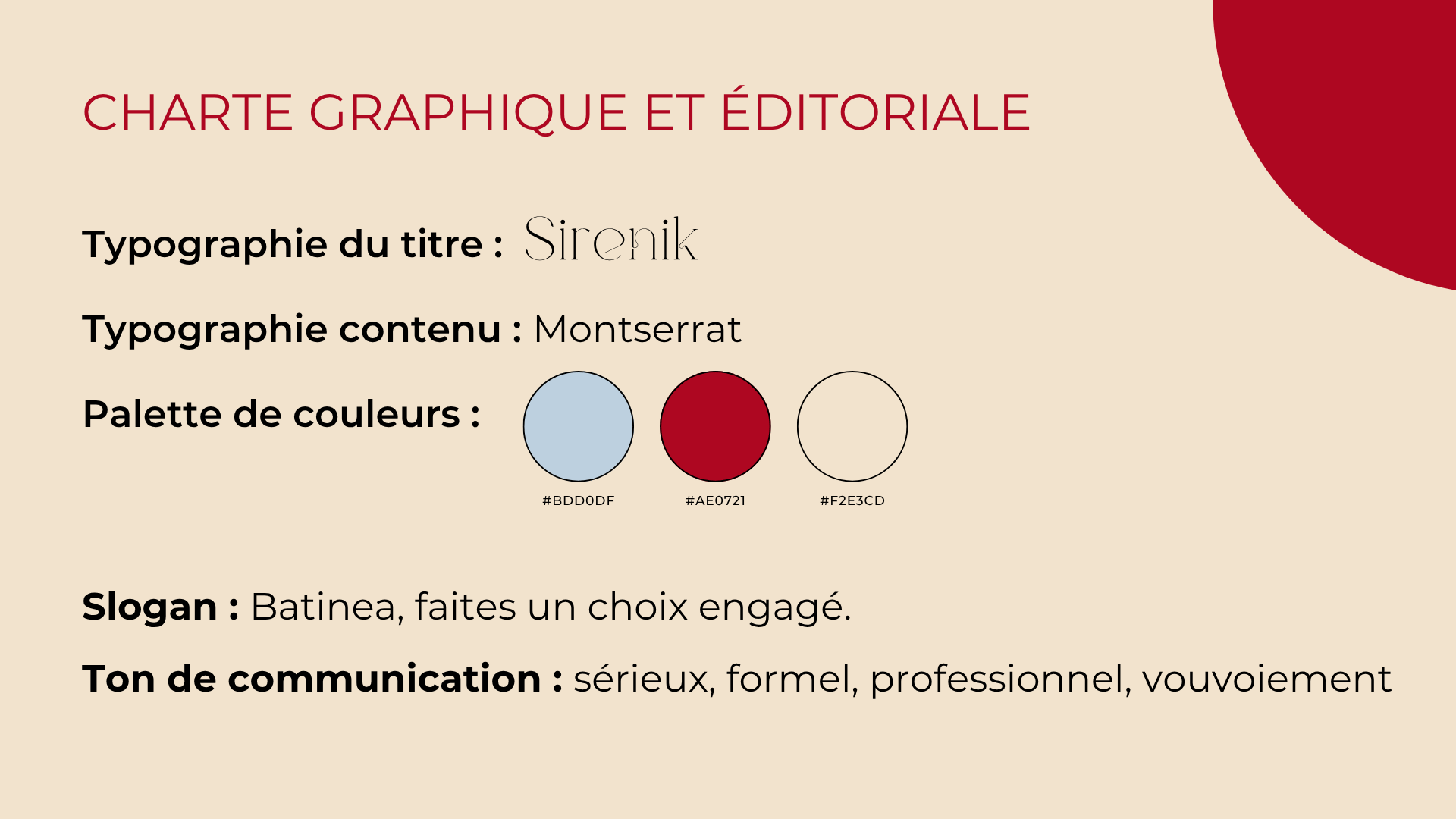 Charte graphique Batinea